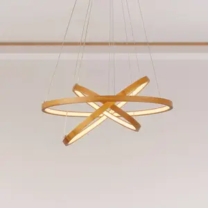 Searchlight Suspension LED Eternity, doré, bambou, Ø 50 cm pas cher