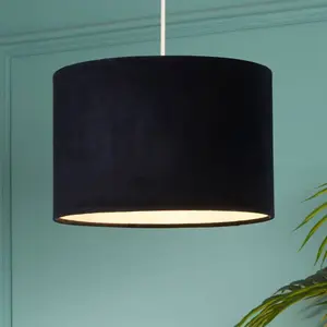 Searchlight Suspension Mersana, Ø 30 cm, bleu foncé, velours, E27 pas cher
