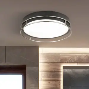 Searchlight Plafonnier Phoenix, Ø 40 cm, noir / chrome, IP44 pas cher