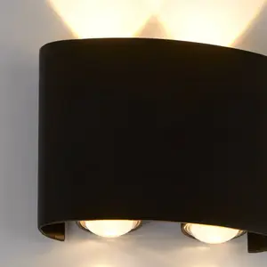 Searchlight Applique d'extérieur LED Shadows, largeur 12 cm, noire, en... pas cher