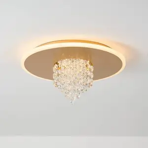 Searchlight Plafonnier LED Deluge, couleur or, Ø 32 cm, métal/acryliqu... pas cher