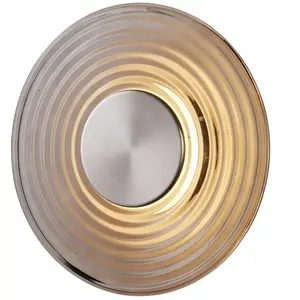 Searchlight Applique murale LED Cleo, gris/nickel, Ø 30 cm, verre pas cher