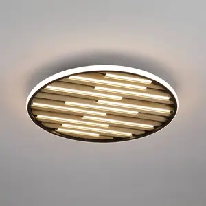Searchlight Plafonnier LED Equalise, Ø 49 cm, noir/marron clair, métal pas cher