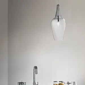 Searchlight Suspension de verre Whisk avec éléments chromés pas cher