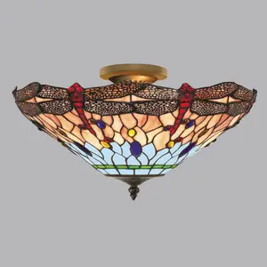 Searchlight Plafonnier Dragonfly de style TiffanyVendu parluminaire