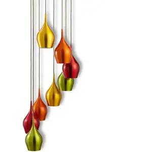 Searchlight Suspension Vibrant 8 lampes, abat-jours colorésVendu parluminaire