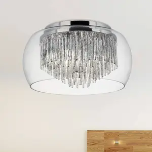 Searchlight Plafonnier de verre Curva, spirales d’alu pas cher