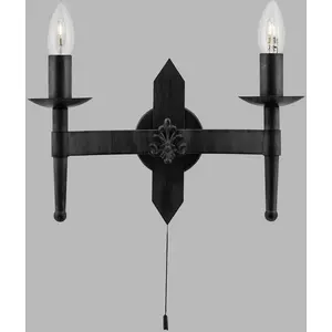 Comparateur de prix : Merkloos / Sans marque Searchlight - Cartwheel - Applique murale d'intérieur à 2 ampoules, noir, E27