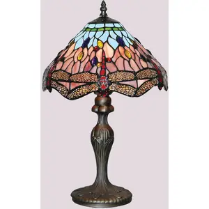 Searchlight Lampe à poser DRAGONFLY, laiton vieilli/multicolore, hauteur 46 cm, style pas cher