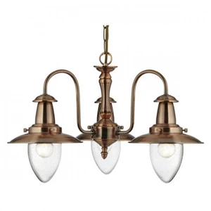 SEARCHLIGHT Suspension 3 ampoules Fisherman, finition cuivre pas cher