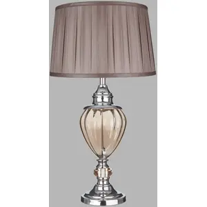 Searchlight Lampe à poser Greyson avec abat-jour en tissu brun pas cher
