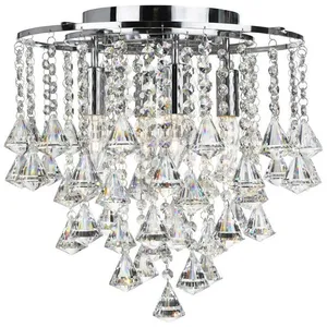 Searchlight - Dorchester - Plafonnier à 4 ampoules au fini chrome, cristal, E14 pas cher
