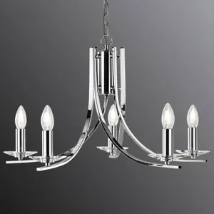 Searchlight Suspension Ascona élégante 5 flammes chrome