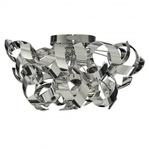 SEARCHLIGHT Plafonnier 3 ampoules Curls, chrome et verreVendu parluminaire