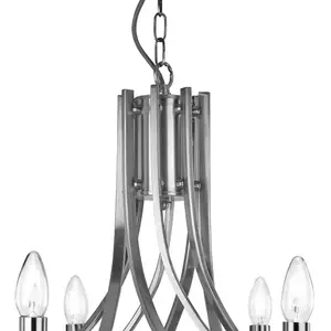 SEARCHLIGHT Suspension 8 ampoules Ascona, en argent satiné et verre