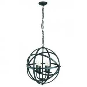 Orbit - Plafonnier à cage sphérique à 4 ampoules, noir mat, E14 - Searchlight