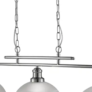 Bistro - Suspension à 3 ampoules au plafond, argent satiné, verre acide, E27 - SearchlightVendu parluminaire