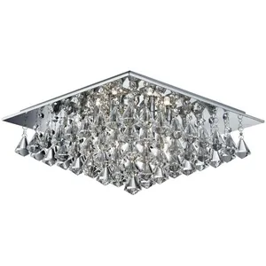 Searchlight Plafonnier Hanna avec prismes en cristal, 44x44 cm pas cher