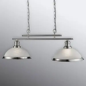 SEARCHLIGHT Barre 2 ampoules Bistro, en argent antique et verre acide pas cher