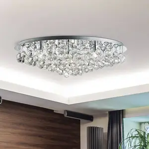 Searchlight Plafonnier Hanna chrome boules en cristal de verre 80 cm pas cher