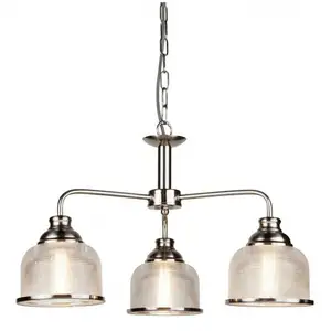 SEARCHLIGHT Suspension Bistrot ii, argent satiné et verre, 3 ampoules pas cher