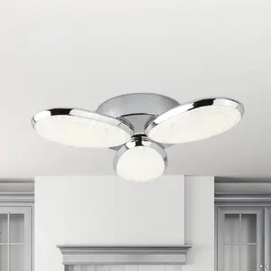 Searchlight Plafonnier led lori 3 ampoules effet glace pilée abat-jour chromeVendu parluminaire