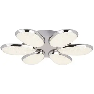 Searchlight Plafonnier LED Lori, 6 lampes, 52 cm, chromé/givré, verreVendu parluminaire