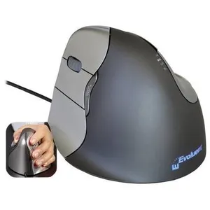 Evoluent VerticalMouse 4 Left - Souris verticale - ergonomique - pour gauchers - laser - 6 boutons - filaire - USB - gris, argentVendu parfnac