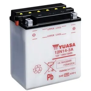 YUASA - Batterie Moto 12V Avec Entretien Sans Pack Acide 12N14-3A pas cher