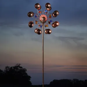 Garden Mile - Girouette éolienne Venti en métal peint bronze globe sol... pas cher