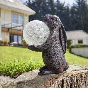 Lièvre magique globe verre craquelé solaire pas cher