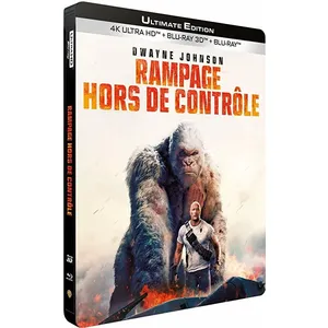 New Line Cinema Rampage Hors de contrôle Steelbook Blu-ray 4K Ultra HD pas cher