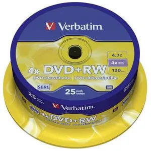 Comparateur de prix : Verbatim - 25 x DVD+RW - 4.7 Go 4x - argent mat - spindle