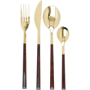 Comparateur de prix : Mikasa Ensemble de couverts 16pcs en acier inoxydable marron et or