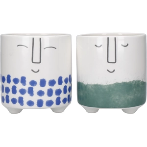 Comparateur de prix : KitchenCraft Cache pot de fleurs en céramique visages 2 pièces