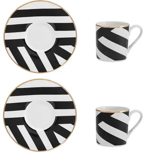 4 Tasses à Café En Céramique 340 Ml – Couleur Taupe, Lave-vaisselle Et Micro-ondes