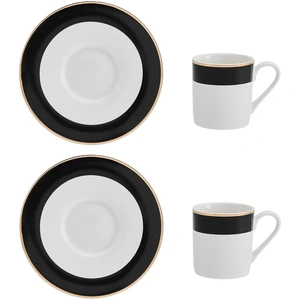 Mikasa Miksa Luxe Deco Set de tasses à espresso et soucoupes en Chine, 2x tasses à espresso et soucoupes avec motif à rayures, tasses à café de 100ml - Emballage cadeau et lavable au lave-vaisselleVendu paramazon