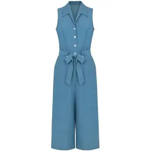 Salopette Rockabilly de Hell Bunny - Rylee Jumpsuit - XS à 4XL - pour Femme - bleu/blanc 3XL