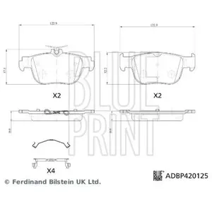 Blue Print Plaquettes de frein X4 pour VOLKSWAGEN: Caddy, Golf & AUDI: A3 & SKODA: Octavia & SEAT: Leon (Ref: ADBP420125) pas cher