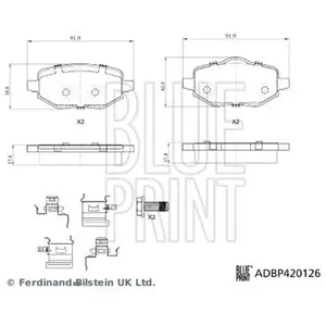 Blue Print Plaquettes de frein X4 pour PEUGEOT: 208, 2008 & OPEL: Cors... pas cher