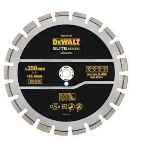 Comparateur de prix : Disque diamant Ø350x25,4mm ELITE DEWALT DT20467-QZ pour béton asphalte