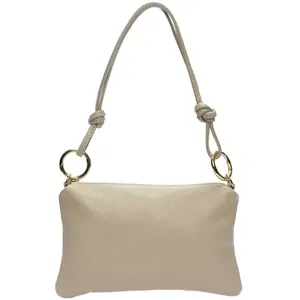 Anna Luchini - Sac bandoulière en cuir Ophélie boue - 16x25cm OS pas cher