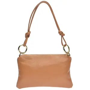 Anna Luchini - Sac bandoulière en cuir Maëlle cognac - 16x25cm OS pas cher