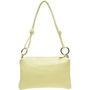 Anna Luchini - Sac bandoulière en cuir Célia jaune - 16x25cm OS pas cher