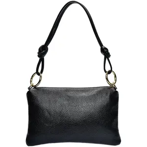 Anna Luchini - Sac bandoulière en cuir Belladonna noir - 16x25cm OS pas cher