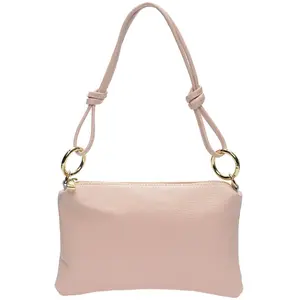 Anna Luchini - Sac bandoulière en cuir Capucine rose - 16x25cm OS pas cher