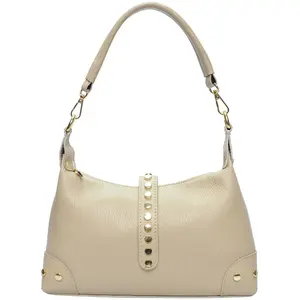 Anna Luchini - Sac bandoulière en cuir Aurélia boue - 17x28x7 cm OS pas cher