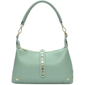 Anna Luchini - Sac bandoulière en cuir Carlotta menthe - 17x28x7 cm OS pas cher