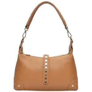 Anna Luchini - Sac bandoulière en cuir Althéa cognac - 17x28x7 cm OS pas cher