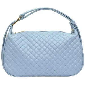 Anna Luchini - Sac fourre-tout en cuir Fiorenza céleste - 15x29.5x9 cm... pas cher